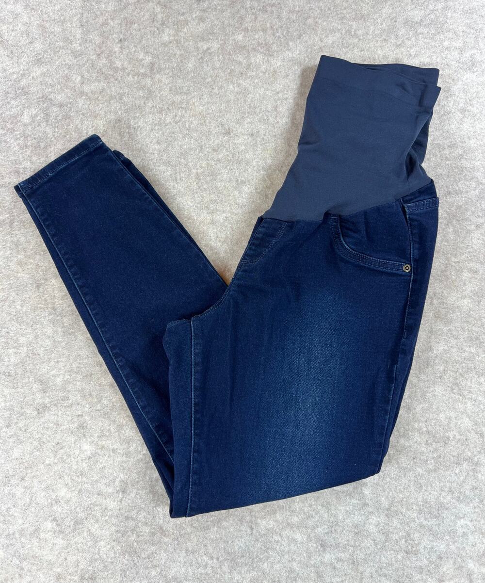 a:glow Maternity Full Panel Dark Wash Jegging Skinny Jean 14 Short
